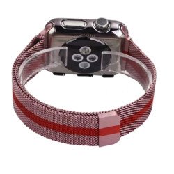 Premium Color Stainless Steel Magnetic Milanese Loop Strap Wristband for Apple Watch Series Ultra/8/7/6/5/4/3/2/1/SE - 49MM/45MM/44MM/42MM (Rose Gold - Red)